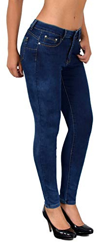 ESRA Damen Jeans Jeanshose Damen Skinny Jeanshosen Pushup Hose bis Übergröße S900