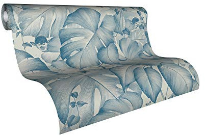 Livingwalls A.S. Création Vliestapete Colibri Tapete floral 10,05 m x 0,53 m blau weiß Made in Germany 366251 36625-1, Blau, Weiß