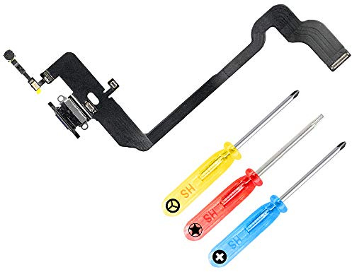 MMOBIEL Ladebuchse Kompatibel mit iPhone XS - 5.8 inch - 2018 - Dock Connector Flex Kabel - Audio Jack/Mikrofon/Antenne Ersatz - Inkl. Schraubenzieher - Grau