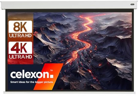 celexon Professional Plus V2.0 écran de Projection sur Batterie 80 | 160x120 cm 4:3 | écran 8K, Full HD pour vidéoprojecteurs avec câble de Charge & télécommande | Montage Mur/Plafond