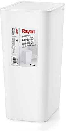 Rayen | Bagno Cestino | capacità di 9 Litri | Colore Bianco | 22 x 16 x 33 cm | con Coperchio