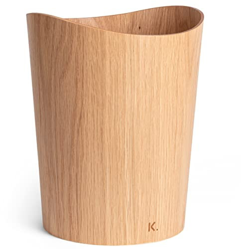 Kazai. Echtholz Papierkorb Börje | Holz Mülleimer für Büro, Kinderzimmer, Schlafzimmer u.m. | 9 Liter | Eiche