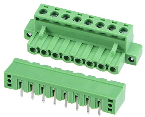 sourcing map 5 Set PCB Schraubklemme Block 5,08mm Abstände 8 Pin 10A Plug-in für Elektrogeräte, Instrumente