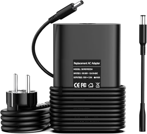 BIUBOTY 65W Ladekabel Laptop Netzteil kompatibel mit Dell Inspiron 15 3558/3567/3576/5558/5570 Latitude 3380/3490/3500/3510 Vostro 3458/3559/3580 XPS 13 9343/9350/9360,4.5×3.0mm Ersatz Ladegerät