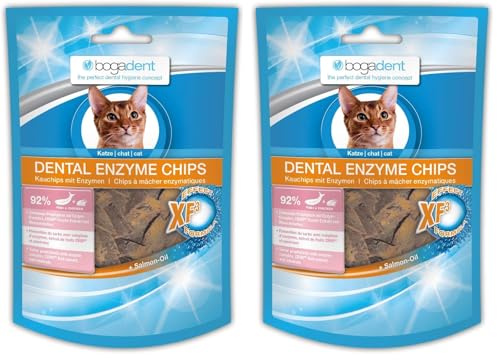 bogar, Bogadent Dental Sticks gatto, stuzzicadenti per l'igiene e la salute, snack per gatti per la cura dei denti, patatine gustose, con pesce, carne, frutta e minerali, 50 g (Confezione da 2)