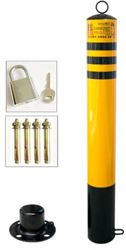 Barrera de Seguridad Poste de Bolardo, Poste de Estacionamiento Barrera de Seguridad Incluye Cerradura y Pernos, Poste de Estacionamiento Redondo de Entrada para Estacionamiento Privado Bloqueador