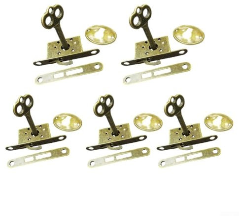 Zoegneer Antikes Möbelschloss, klassisches Möbelschloss, Schubladenschloss, kompakt und einfach zu bedienen, linke und rechte Schlüsselbedienung und langlebig (5 Stück)