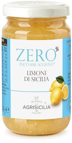 Agrisicilia zero% zuccheri aggiunti limoni di sicilia con poche calorie e frutta di alta qualità vasetto da 240 grammi ottima per colazione e merenda
