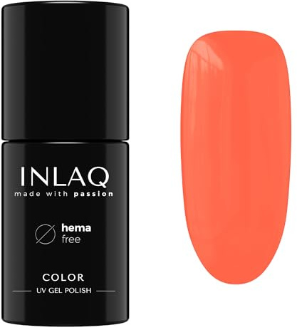 INLAQ® UV Nagellack Neon Orange - 6 ml Hema Free - Langlebiger UV Lack - Nail Polish - Sweet Candies Kollektion - Gelnägel - Shellac Gel - Gellack ohne Hema | 1069- Outrageous Orange