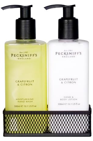 Set di sapone liquido per le mani e lozioni per il corpo, naturale e rivitalizzante, idrata e idrata per una pelle morbida, bellissimo regalo di lusso (pompelmo e cedro) Pecksniff's