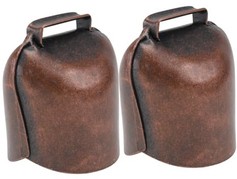 BELLIFFY 2 Stück Dicke Kleine Tierglocken Hängedekor Aus Langlebigem Eisen Rotbronze Für Schafe Pferde Kühe Nutztierbedarf Alarmglocke Mit Klarem Ton