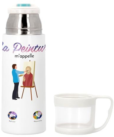 Bouteille thermo en Inox avec Tasse Intégrée - La Peinture M'Appelle Art Artiste - 350ml - Bouteille Isotherme