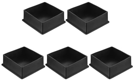 sourcing map 5Pcs Chair Leg Floor Protectors, 80 x 80mm/3.15 x 3.15inch PVC Anti-Slip Square Furniture Leg Feet Cover for Hardwood Floors Patio Chair Table Bed, Black