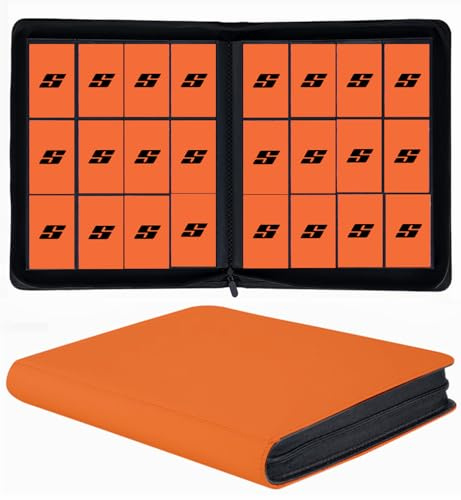 12 Pocket 720 Pockets Trading Card Binder, Ringless Side Loading Card Holder Album, Trading Card Album Fit for YuGiOh, MTG, TCG, Game Cards, Sports, Business Cards (Orange)