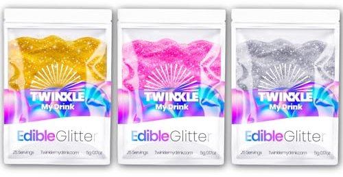 Twinkle my Drink Glitzerpulver für Getränke (Gold Silber Rosa - für über 75 Getränke)