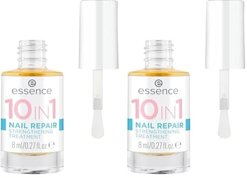 Essence Cosmetics essence 10IN1 NAIL REPAIR STRENGTHENING TREATMENT soin réparateur pour ongles, augmentant le volume, raffermissant, polissant, translucide (8ml) (Lot de 2)