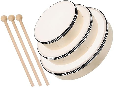 Toddmomy 3pièces Tambourins à Main Bois Durables Percussion Instruments pour Adultes Grip Antidérapant Facile à Jouer Musique Et Danse