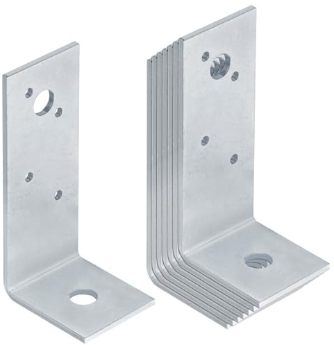 heneng 8 Pcs Steel Concrete Anchor Bracket, 2-3/8 x 2 x 5-1/4, L Shaped Bracket Post Anchor Connector, 5/32 Thick