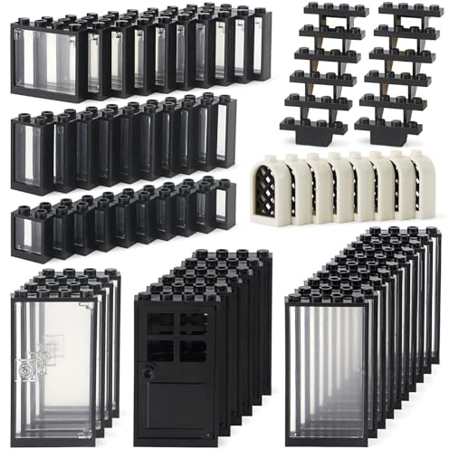 Finestre e porte 118 pezzi Set di mattoncini per case città architettura accessori City MOC parti per bambini Compatibile con grandi marche, bianco