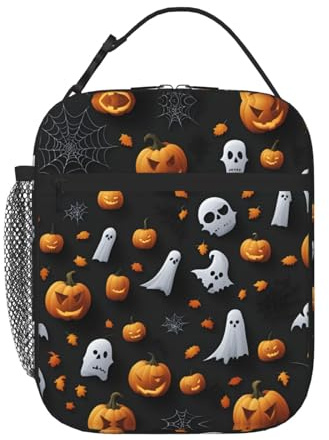 XTYGETY Lonchera aislada con estampado de Halloween para mujeres y hombres, reutilizable, para oficina, trabajo, viajes, lonchera