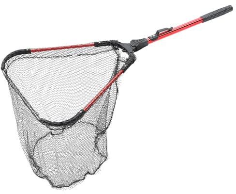 Toyvian Foldable Hand Fishing Net with Telescopic Aluminum Alloy Handle Triangular Landing Net for Freshwater Fishing for Angling and Pond Use