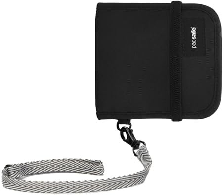 Pacsafe RFIDsafe V100, blockierender Geldgürtel mit RFID-Diebstahlschutz, schwarz (Schwarz) - PAC10556_1_Noir/100