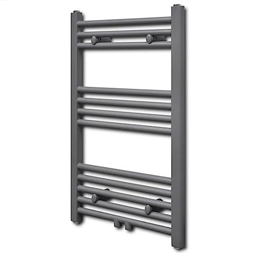 vidaXL Grey Bathroom Central Heating Towel Rail Radiator Straight 500x764mm - Heated Towel Rail & Space Heater with Efficient Heat Output & Non-Electric Hot Water Circulation System