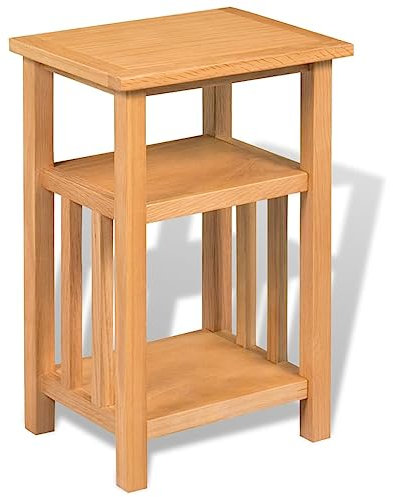 vidaXL Beistelltisch Couchtisch mit Zeitungsablage Eiche Massiv 27 x 35 x 55 cm
