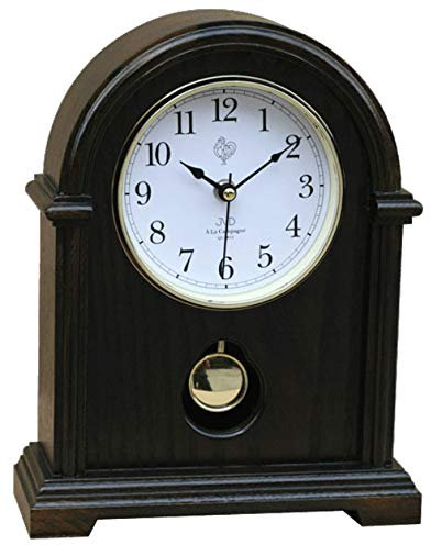 CLOCKVILLA HETTICH-UHREN Klassische Tischuhr Kaminuhr mit Pendel Uhr Westminster Stundenschlag Nussbaum (nussbaum, 24 x 30,5 x 9 cm)