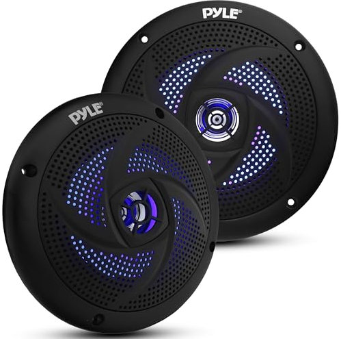 Pyle Altoparlanti Marini Impermeabili 16,5 cm, Casse Audio Slim a Basso Profilo per Torre Wakeboard, con LED, 240 Watt, Speaker Neri
