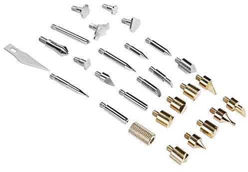28 en 1 Têtes de Stylos Pyrograveur Professionnel sur Bois, Kit de Remplacement pour Sculpture et Gravure Pyrogravure sur Bois