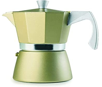 Ibili - Cafetière à Expresso Evva Golden, 12 Tasses, 600 ml, Fonte D’Aluminium, Compatible avec les Plaques à Induction