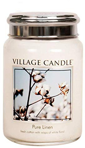 Village Candle Pure Linen - Candela profumata in Barattolo di Vetro, 770 g