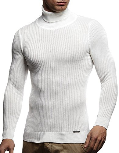 Leif Nelson Herrtröja med polokrage långärmad tröja finstickad tröja LN1670, Naturen, 4XL