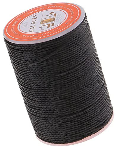 chiwanji 55 Meters Gewachstes Ledergarn runde Wachsfaden Wachslinie Ledergarn 0,8mm für Lederhandwerk, Schmuck Herstallung - Farbwahl, Schwarz