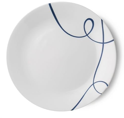 CORELLE LIa 8.5 Luncheon Plate White w/Blue Splash swirl across (1) Plate