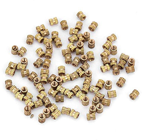 Hilitand 100pcs M2.5 Thread Brass Knurled Threaded Insert, Embedment Nuts Assortment Kit (M2.5 * 4 * 3.5)