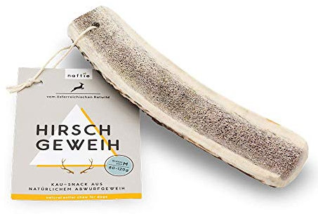 naftie Hirschgeweih halb Geweihstange - Geweih Zahnpflege-Snack - XXL für sehr große Hunde - mineralstoffreich, geruchsarm & langlebig