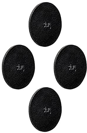 silwy® Metall-Nano-Gel-Pads in Lederoptik / 4er Set in BLACK/LARGE 5,0 cm/wiederverwendbar, abwaschbar, haften auf nahezu allen versiegelten Oberflächen - perfekt für Camping oder Boating