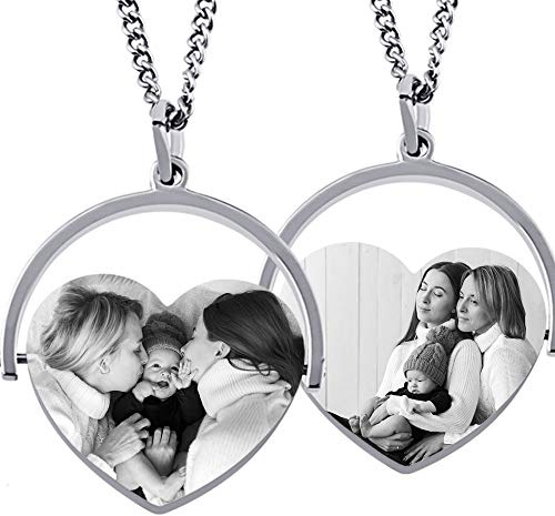 Juwelier Schönschmied Herzanhänger mit Bildgravur 2 Seiten - Geschenk für Oma, Mutter, Verlobte oder Freudin - inkl. Fotogravur - Edelstahl AH449bb - mit Amazon Konfigurator gestalten