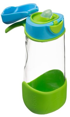 b.box 15oz Sport Spout Kids Water Bottle for School, Sports, Daycare - No-Straw Design for Easy Cleaning - Leakproof - Ergonomic Triangle Grip - Dishwasher Safe, BPA Free, PFAS Free - Ocean Breeze