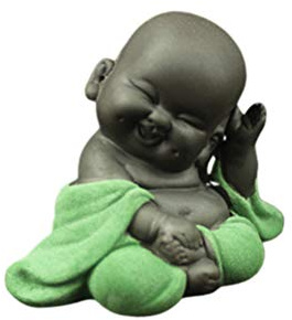 Healifty Buddha-Skulptur Aus Keramik Maitreya Figur Für Feng Shui Und Teezeremonie Deko Mit Flacher Rutschfester Basis 3.3X2.1X2.6 Zoll