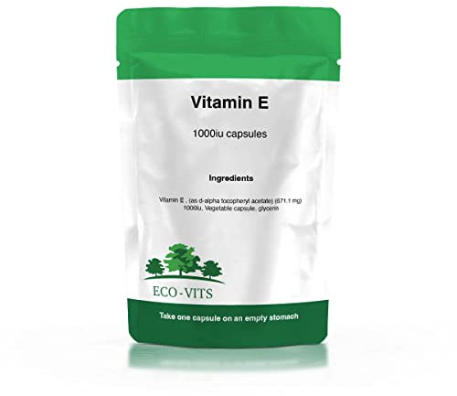 Natural Vitamin E 1000IU High Strength 60 Vegetarian Capsules High Absorption, Antioxidant Support, Immune System Health, Skin & Hair, Heart & Eye Health