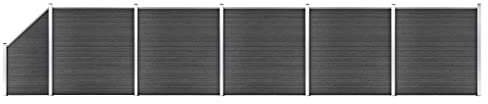 vidaXL Zaunelement Set mit Pfosten Sichtschutz Windschutz Zaun Gartenzaun Lamellenzaun Sichtschutzzaun Windschutzzaun WPC 965x(105-186) cm Schwarz