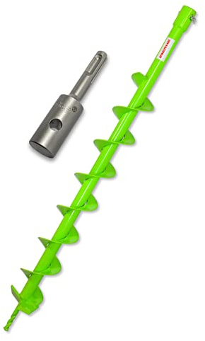 WERHE jordborr 80 mm helstål, SDS Plus adapter, stolpborr för staketbygge