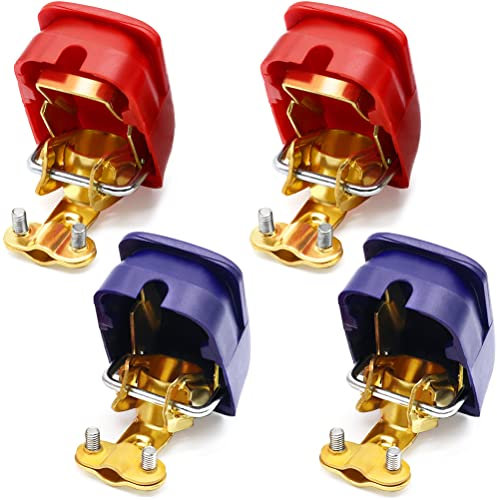 Connettori di Batteria a Sgancio Rapido, 4 Pezzi Morsetti per Batteria Auto Positivo e Negativo, 2 Paio 12V Batteria Terminali Stacca Batteria per Auto/Roulotte/Camper/Barca/Moto/Camion - Rosso & Blu