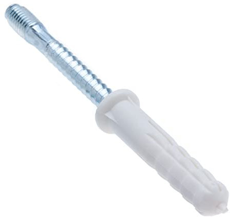 M8x100mm Stockschrauben mit Schlüsselfläche, Zwei Gewinde Dübelgewinde und Metrisches, Wandschraube, Rod Schraube, Einschlagbolzen mit Nylon-Dübel, Verzinkter Gewindestange Verschluss (10 Stück)