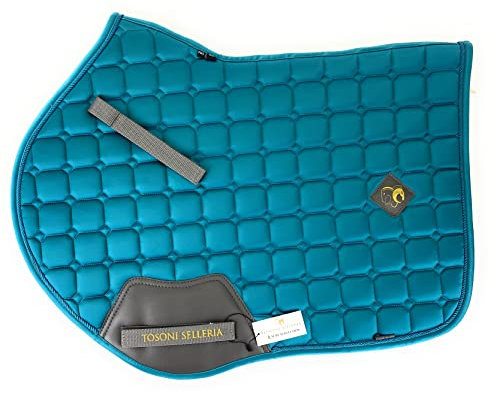 Tosoni Selleria, Springen Schabracke Luxury, Weiche und Widerstandsfähige Schabracke, Unverzichtbar, um das Pferd vor Traumata und Übermäßigen Stößen zu Schützen, Nüchtern und Elegant (Türkis)