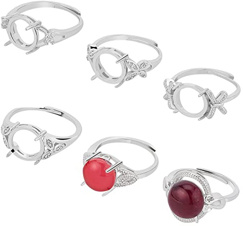 WEBEEDY 6 Stück Ringbasis Aus Edelstahl DIY Verstellbarer Ringrohlinge Blanke Fingerringe Cabochon-Grundrahmen für Ringrohlinge Schmuckherstellung