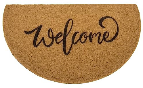 KorhLeoh Half Moon Coir Welcome Doormat Heavy Duty Outdoor Door Mat Front Door Entrance 43 * 75cm